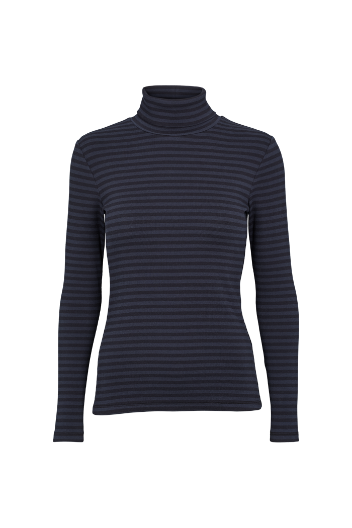 Basic Apparel Ludmilla High-neck T-shirts 480 Black/Navy